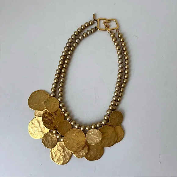 Vintage Kenneth Jay Lane Multi-Strand Coin Statement Necklace - Picture 4 of 10